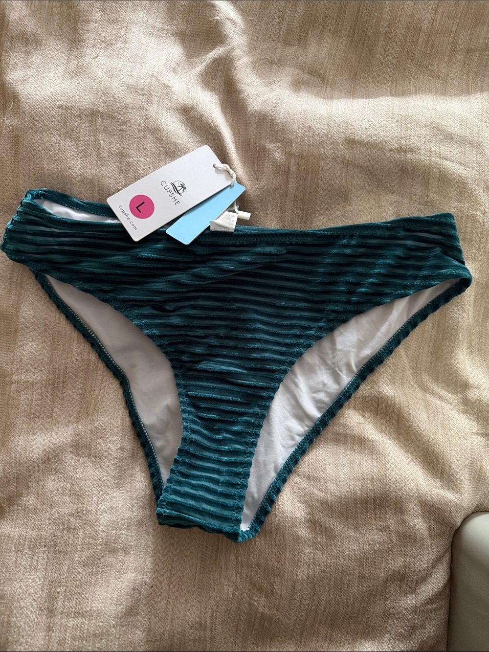 Cupshe Teal Ribbed Classic Bikini Bottoms